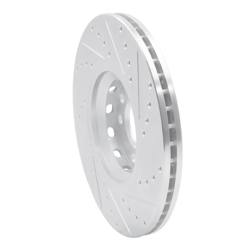 Audi A6 Brake Rotor (1) - Front Left - R1 Concepts - Drilled & Slotted - Silver - `97-`06